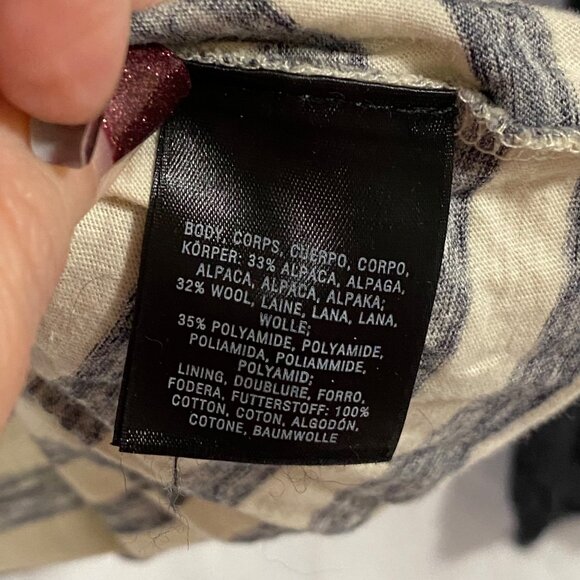 Anthropologie Moth Alpaca Wool Blend Navy Blue Striped Cowl Neck Sweater Size XS - Picture 5 of 8